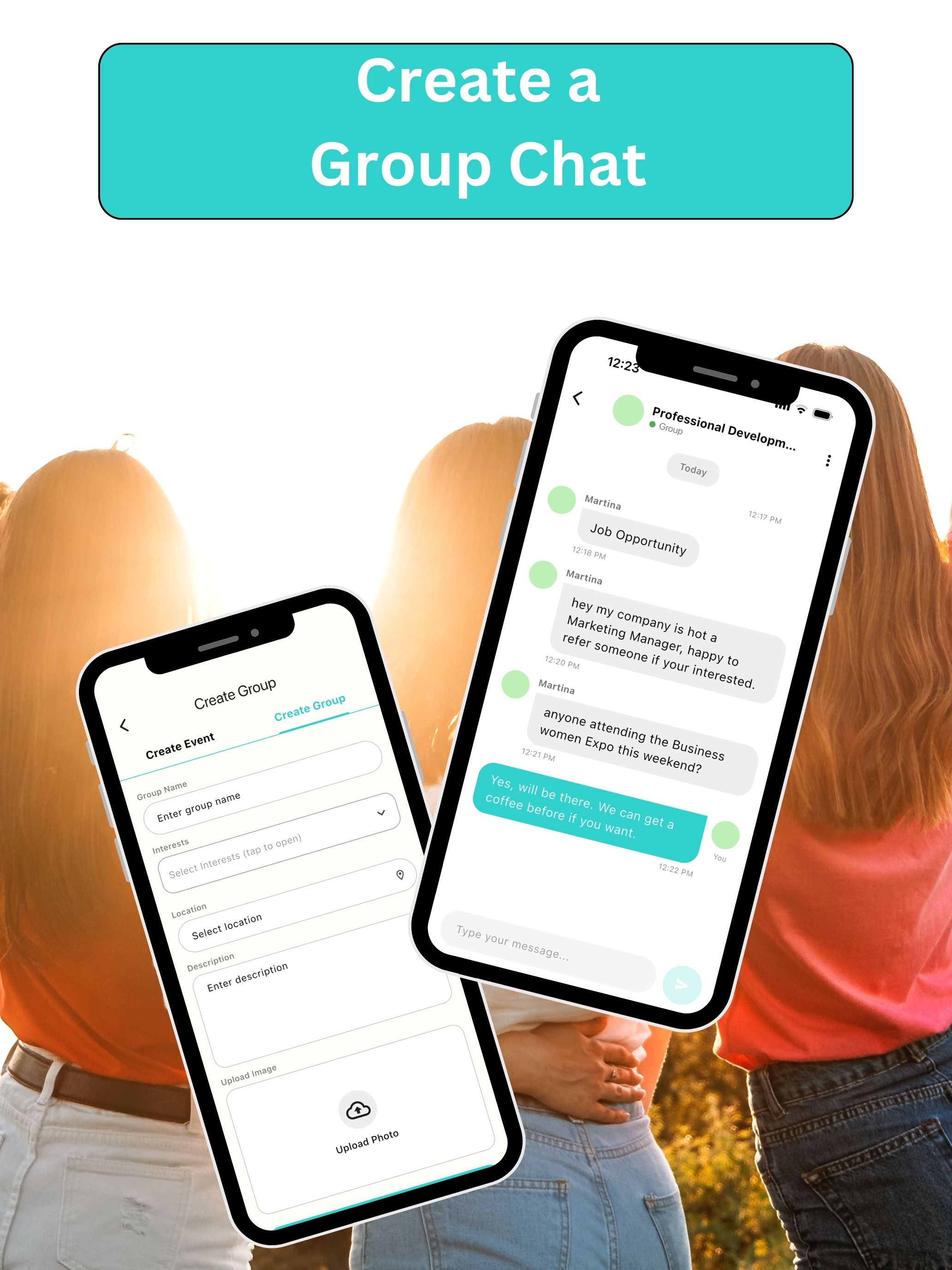 Group chat screen inside the Girl Clan app